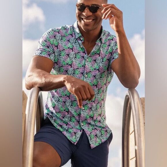 Mizzen Main Halyard Short Sleeve Mens Palm Leaf Print Halyard size XL